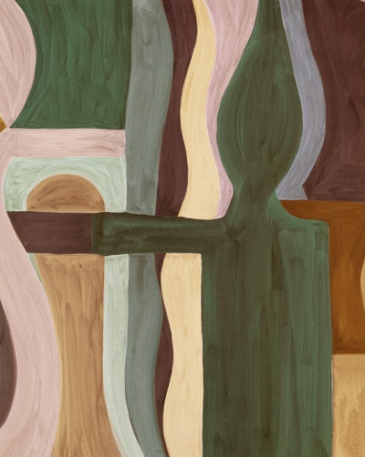 Fototapet abstract geometric în nuanțe bej, decor modern