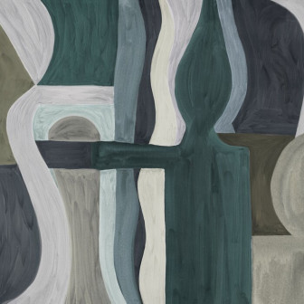 Fototapet abstract modern geometric în verde închis