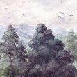 Birds and Trees in the Mountains - Blue, Photowall