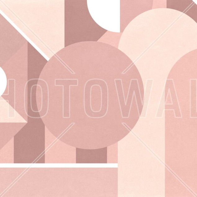 Fototapet cu model geometric roz în dormitor