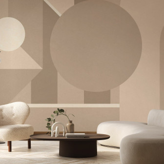 Fototapet bej cu model geometric stilat