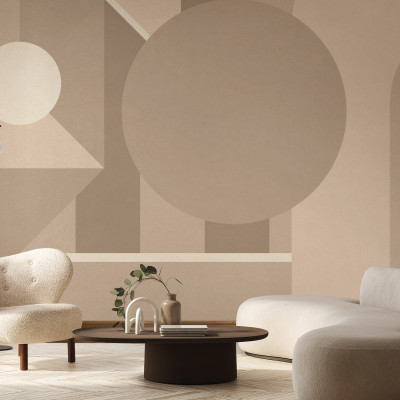 Fototapet bej cu model geometric stilat
