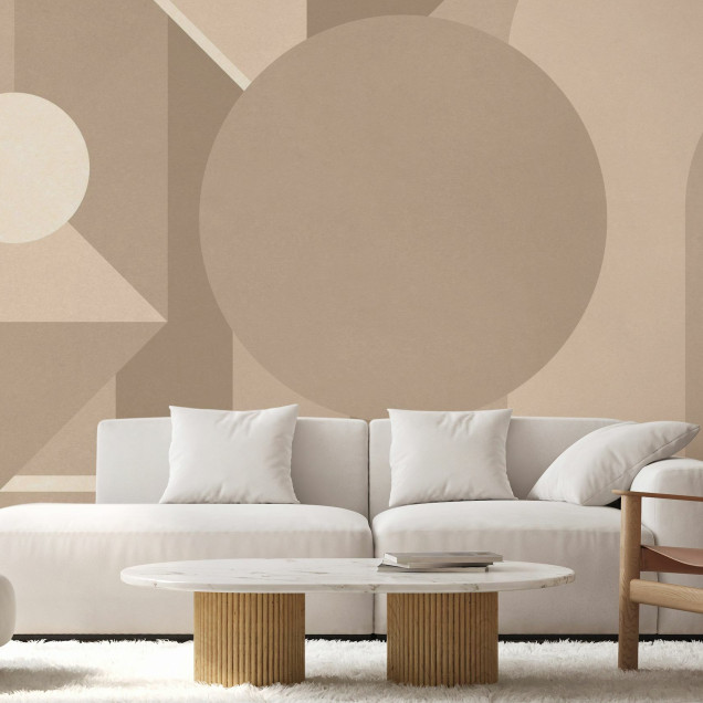 Fototapet bej cu model geometric stilat
