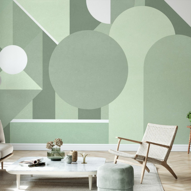 Fototapet cu model geometric în nuanțe de verde mentă