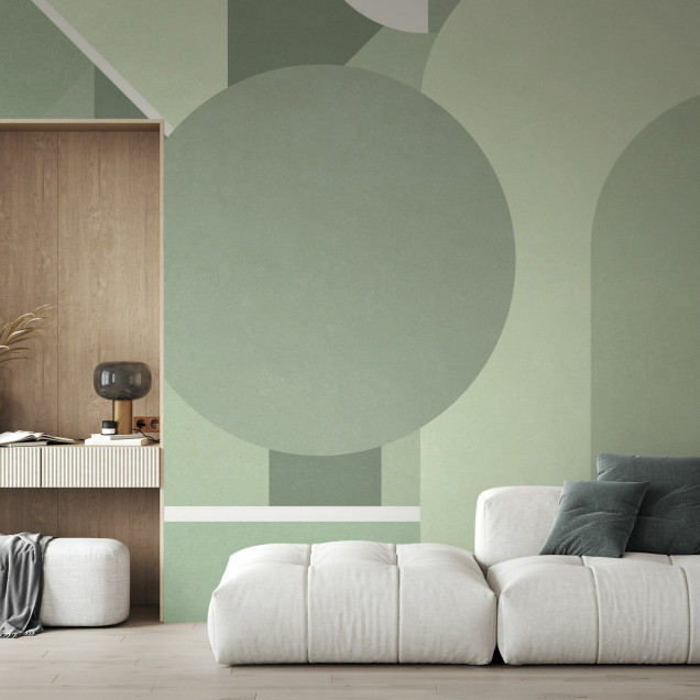 Fototapet cu model geometric în nuanțe de verde mentă