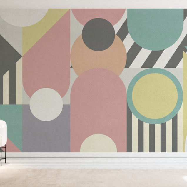 Fototapet abstract geometric modern cu nuanțe de roz