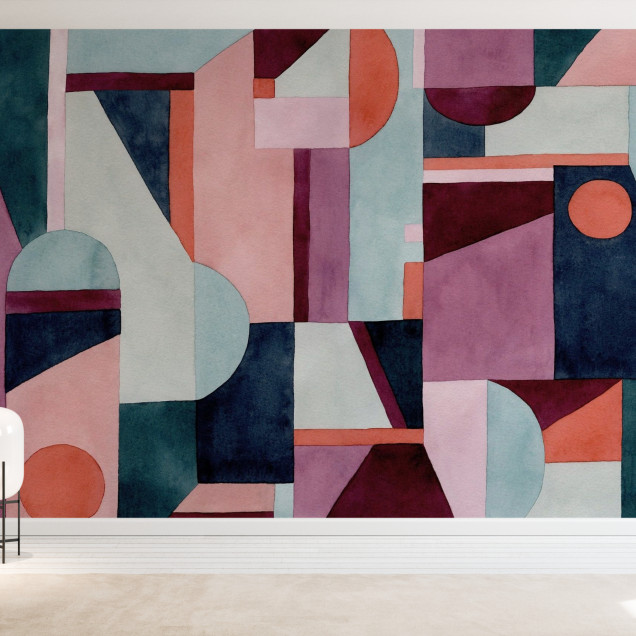 Fototapet cu ilustrație de model geometric multicolor