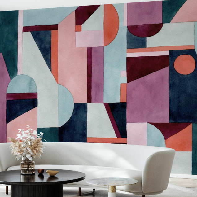 Fototapet cu ilustrație de model geometric multicolor