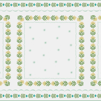 Fototapet cu design floral delicat în tonuri de alb și verde
