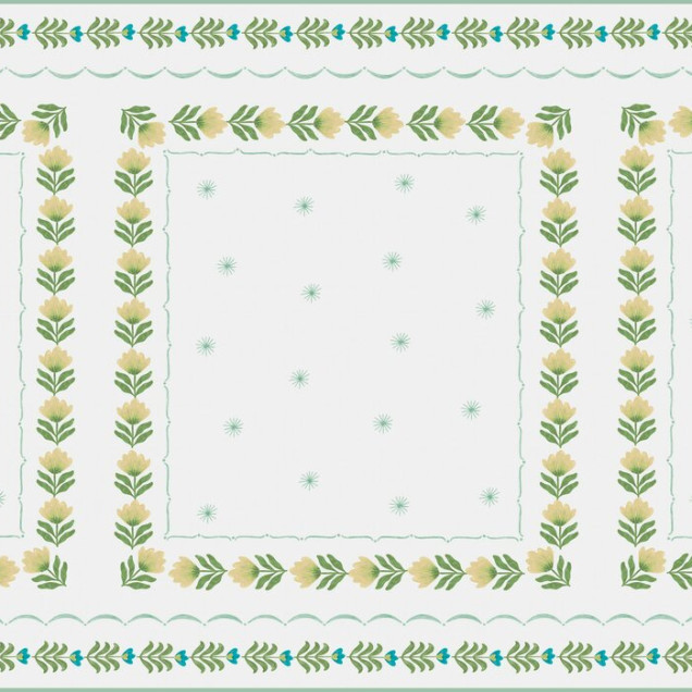 Fototapet cu design floral delicat în tonuri de alb și verde