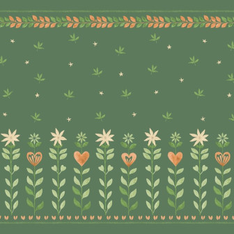 Floral Leaf Frame - Green, Photowall
