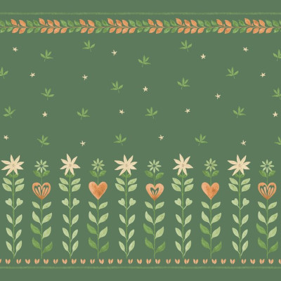 Floral Leaf Frame - Green, Photowall