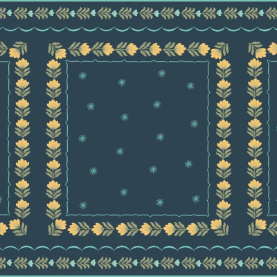 Greek Flower Frame - Blue Green, Photowall