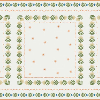Fototapet cu design floral alb și verde, ideal pentru camera copilului
