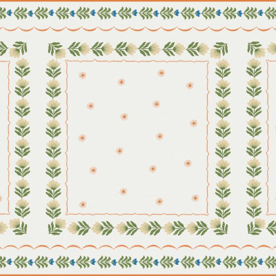 Fototapet cu design floral alb și verde, ideal pentru camera copilului