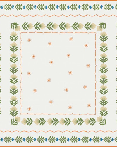 Fototapet cu design floral alb și verde, ideal pentru camera copilului