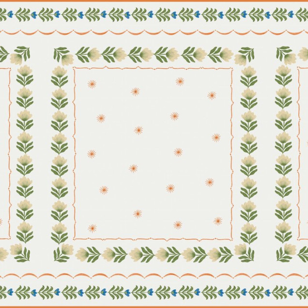Fototapet cu design floral alb și verde, ideal pentru camera copilului