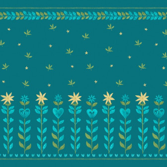 Floral Leaf Frame - Blue Green, Photowall