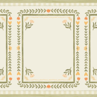 Flower Foliage Frame - Beige, Photowall