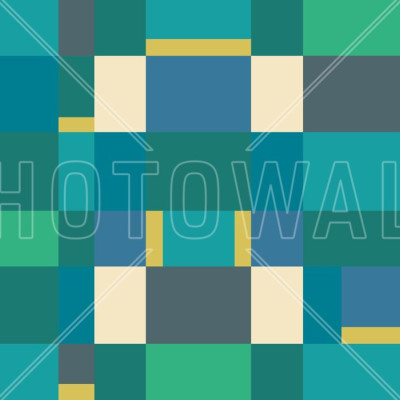 Fototapet cu blocuri verzi și design geometric modern