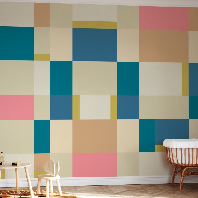 Fototapet cu blocuri geometrice multicolore
