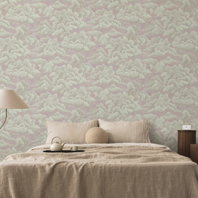 Fototapet cu design nori roz, ideal pentru decor interior romantic și seren.