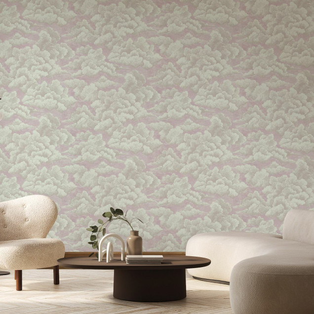 Fototapet cu design nori roz, ideal pentru decor interior romantic și seren.