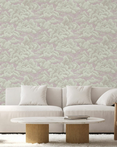 Fototapet cu design nori roz, ideal pentru decor interior romantic și seren.