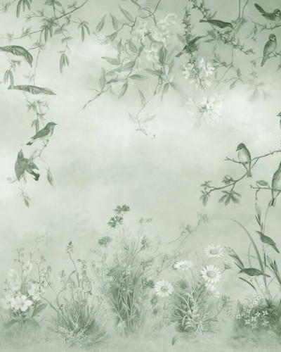 Fototapet cu motive naturale - Păsări și vegetație verde