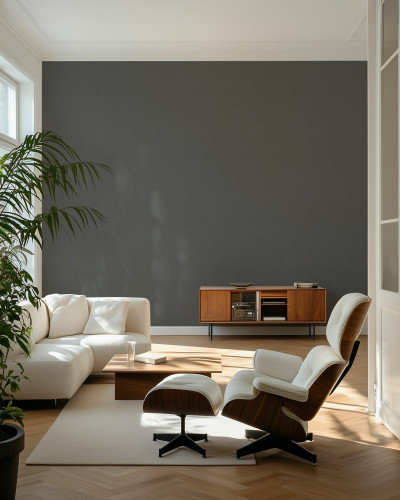 Fototapet gri cald în living modern