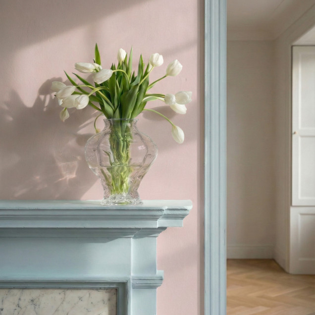 Fototapet roz deschis într-un living modern