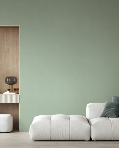 Fototapet verde sage într-o cameră de zi modernă