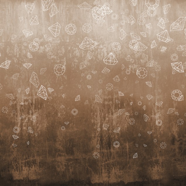 Wallpaper Lost Diamonds, Copper - Diamante lucioase pe fundal auriu cu textura metalică.