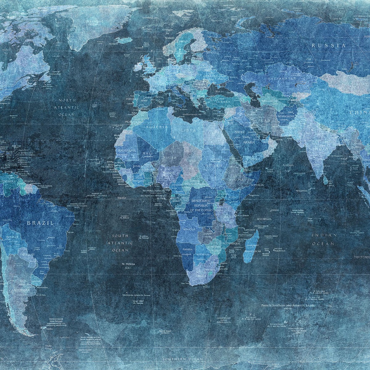 Fototapet World Map, Blue, personalizat, Rebel Walls, Fototapet pentru copii 