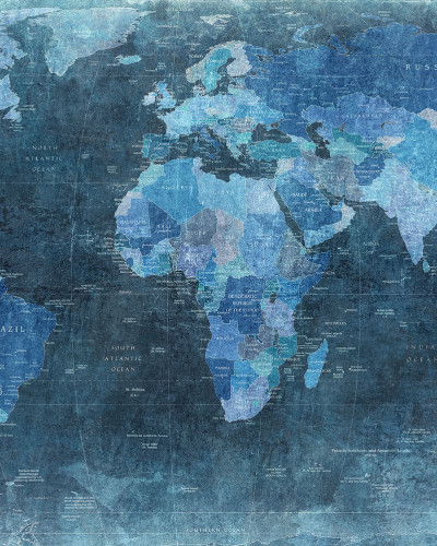 World Map, Blue, Rebel Walls