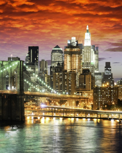 Tapet 3D cu imaginea Podului Brooklyn, New York City
