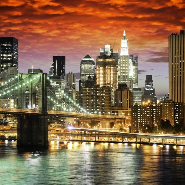 Tapet 3D cu imaginea Podului Brooklyn, New York City