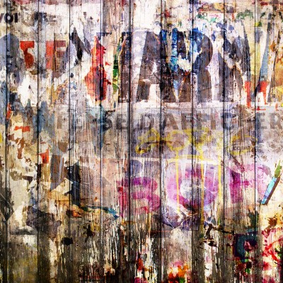 Tapet cu aspect vintage Graffiti on Boards