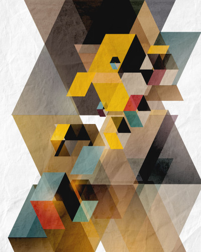 Tapet geometric abstract cu triunghiuri colorate