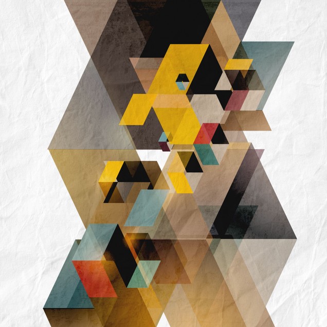 Tapet geometric abstract cu triunghiuri colorate