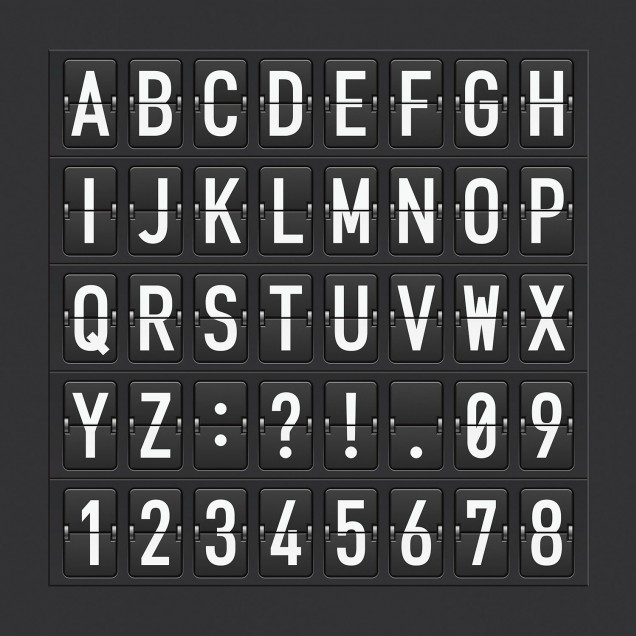 Tapet minimalist Departure Alphabet cu litere albe pe fond gri inchis