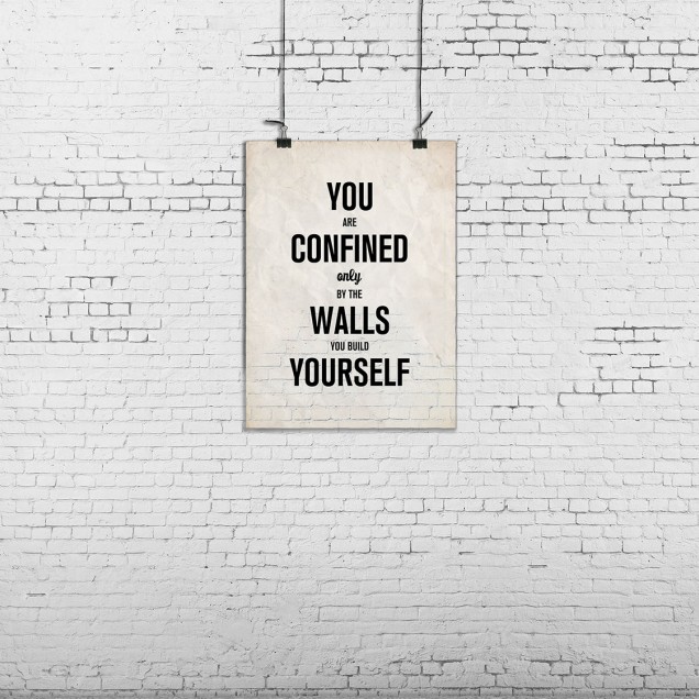 Poster Zid de Caramida cu citatie motivationala, decor living modern