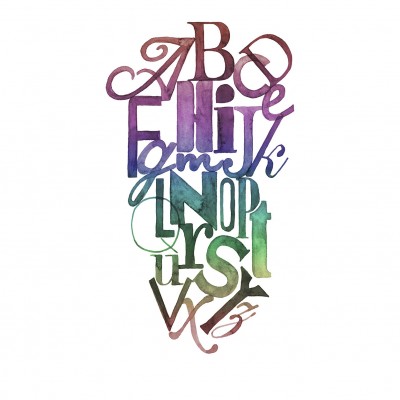 Tapet Ink Letters, Rainbow, cu litere stilizate în culori vibrante, perfect pentru a adăuga personalitate oricărei camere.