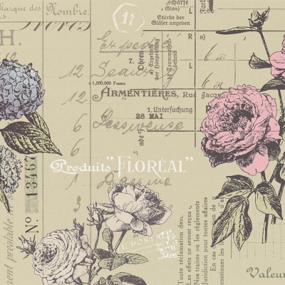 Fototapet floral cu design vintage într-un dormitor