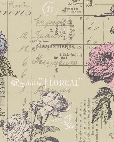 Fototapet floral cu design vintage într-un dormitor