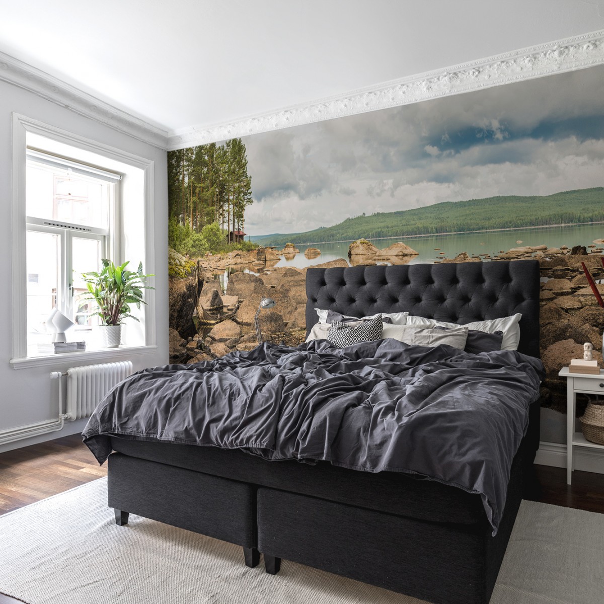 Fototapet Rebel Walls RBW-R16431. Conține culorile: Verde, Verde Măsliniu, Bej, Bej Maroniu, Verde, Verde-Galben, Albastru, Albastru Pastel, Verde, Verde Sticlă