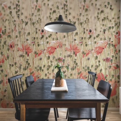 Poppies wallpaper in a dining room
