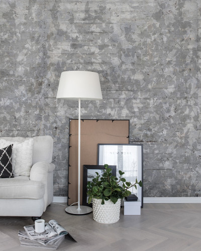 Tapet Climbing Clorofyl, Shadow - tapet cu model elegant de umbră de frunze pe beton.