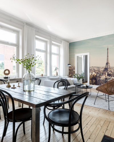 Tapet cu panorama Parisului, Turnul Eiffel, vedere panoramică, decor modern, tapet de perete