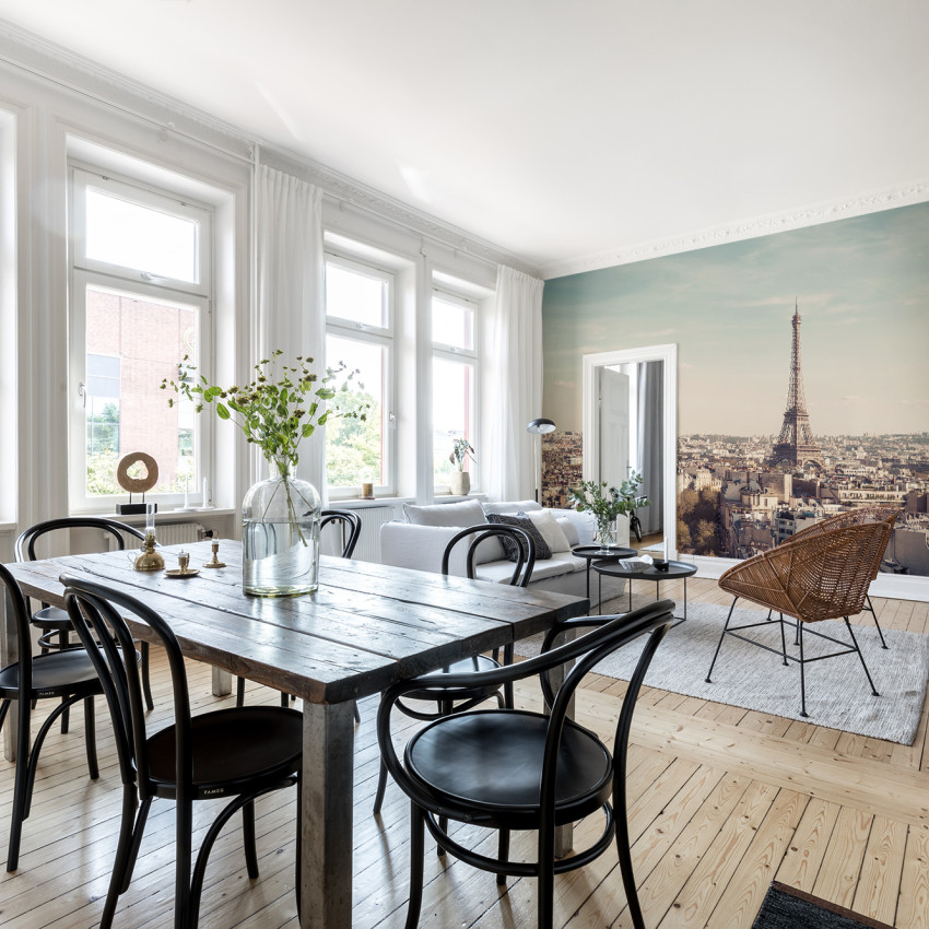 Tapet cu panorama Parisului, Turnul Eiffel, vedere panoramică, decor modern, tapet de perete